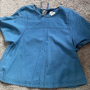 J. Crew Indigo Blue Short Sleeve Denim Blouse